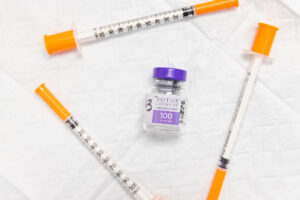A shot of syringes and a Botox jar at Evolve's offices for dentist in Craven County.